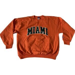 U Miami Hurricanes XXL Orange Embroidered Champion Crewneck Sweatshirt